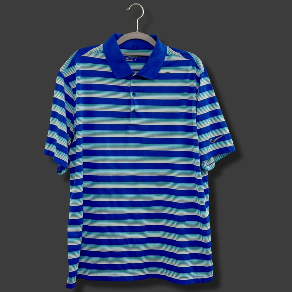 EUC - Nike Golf Tour Performance Dri Fit Striped Polo